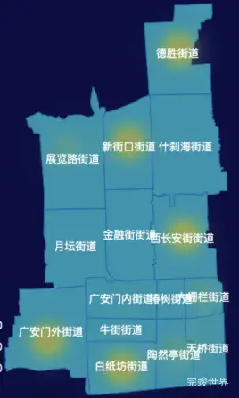echarts北京市西城区地图热力图实例代码